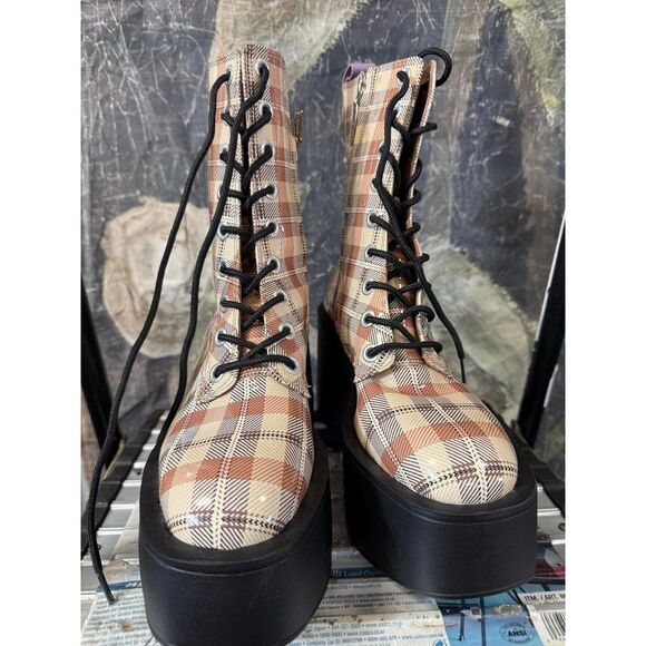 Larroude Plaid Ankle Boots with Black Soles - Picture 10 of 13
